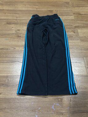 Vintage Adidas Black Track Leg Blue Lined Pants Embroidered Sweatpants Joggers